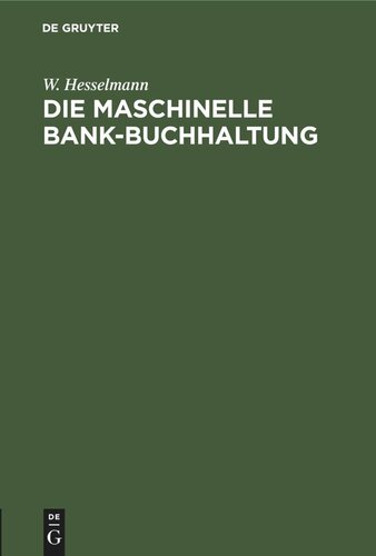 Die maschinelle Bank-Buchhaltung