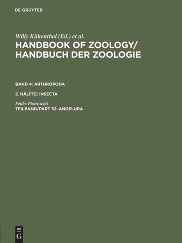 Handbook of Zoology / Handbuch der Zoologie. Teilband/Part 32 Anoplura: (echte Läuse)