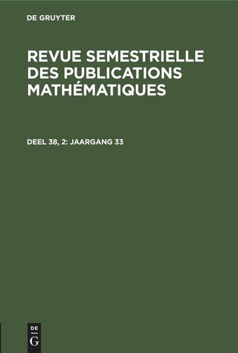 Revue semestrielle des publications mathématiques: Deel 38, 2 Jaargang 33