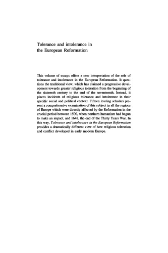 Tolerance and Intolerance in the European Reformation