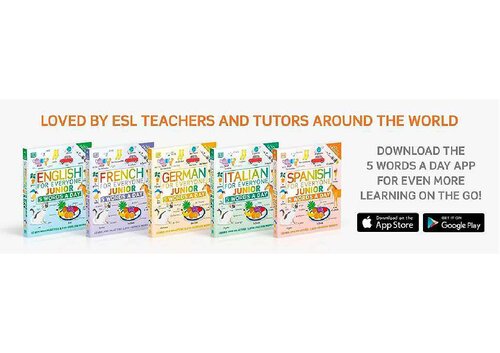 5 words a day English, French, Spanish, Italian, German for everyone all five books complete series