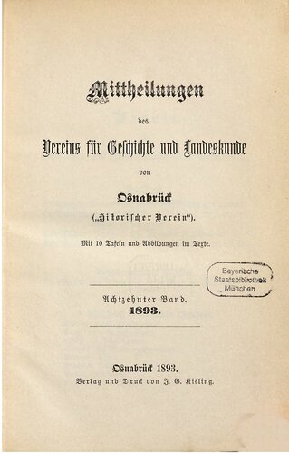 Mitteilungen des Vereins für Geschichte und Landeskunde von Osnabrück