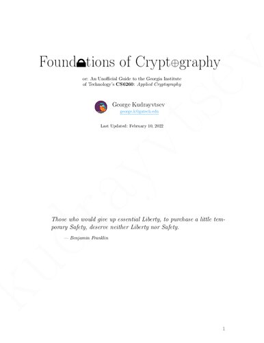 Foundations of Cryptography, or, An Unofficial Guide to Georgia Institute of Technology's CS6260: Applied Cryptography