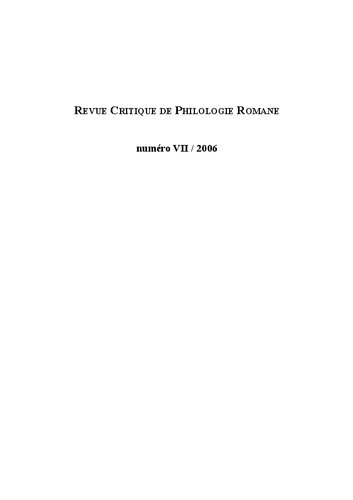 Revue critique de philologie romane - Volume 7