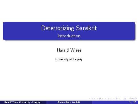 Deterrorizing Sanskrit - Slides