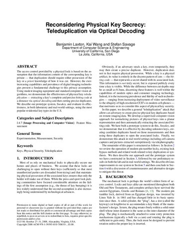 Reconsidering Physical Key Secrecy: Teleduplication via Optical Decoding