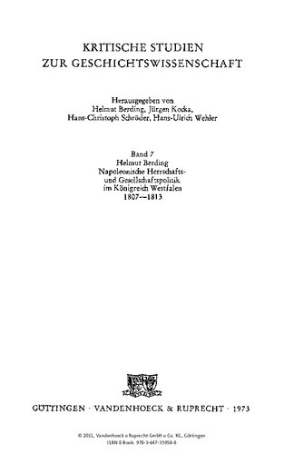 Napoleonische Herrschafts- und Gesellschaftspolitik im Königreich Westfalen 1807-1813