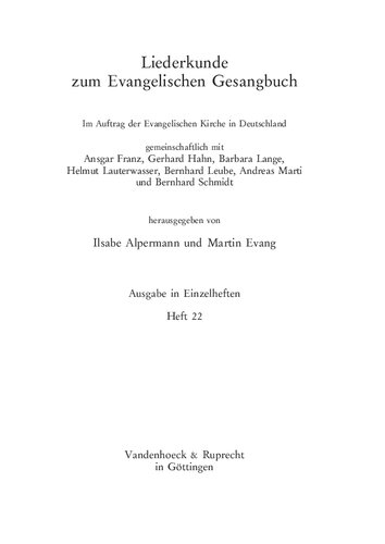 Liederkunde zum Evangelischen Gesangbuch. Heft 22