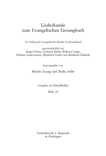 Liederkunde zum Evangelischen Gesangbuch. Heft 19