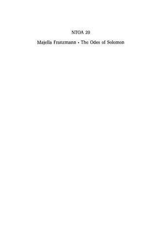 The Odes of Solomon: An Analysis of the Poetical Structure and Form