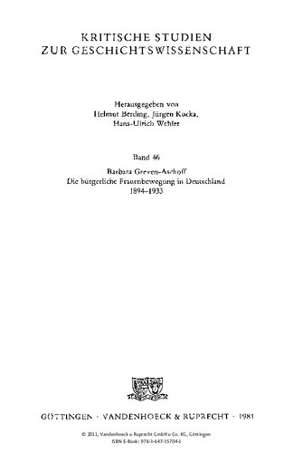 Die bürgerliche Frauenbewegung in Deutschland 1894-1933