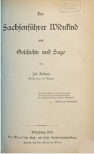 Der Sachsenführer Widukind nach Geschichte und Sage