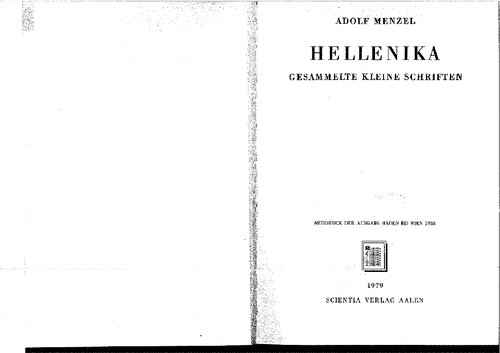 Hellenika. Gesammelte Kleine Schriften