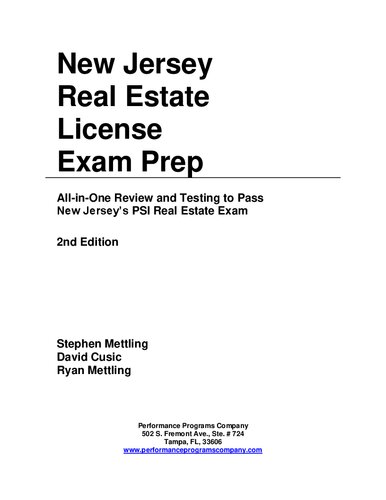 New Jersey Real Estate License Exam Prep