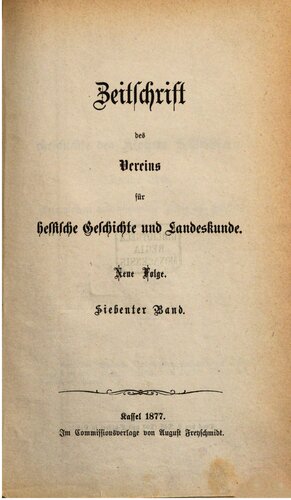 Zeitschrift des Vereins für hessische Geschichte und Landeskunde