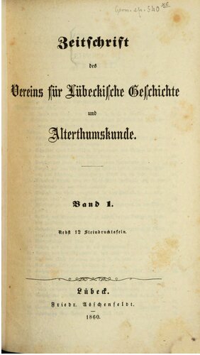 Zeitschrift des Vereins für lübeckische Geschichte und Altertumskunde