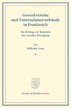 Gewerkvereine und Unternehmerverbände in Frankreich: Ein Beitrag zur Kenntnis der socialen Bewegung. (Schriften des Vereins für Socialpolitik XVII)