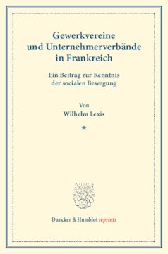 Gewerkvereine und Unternehmerverbände in Frankreich: Ein Beitrag zur Kenntnis der socialen Bewegung. (Schriften des Vereins für Socialpolitik XVII)