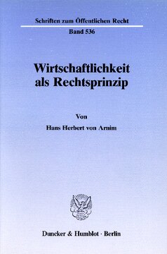 Wirtschaftlichkeit als Rechtsprinzip