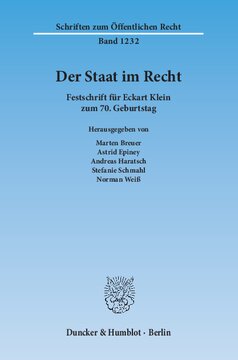 Der Staat im Recht: Festschrift für Eckart Klein zum 70. Geburtstag