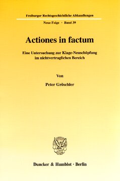 Actiones in factum: Eine Untersuchung zur Klage-Neuschöpfung im nichtvertraglichen Bereich