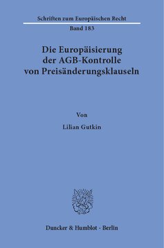 Die Europäisierung der AGB-Kontrolle von Preisänderungsklauseln