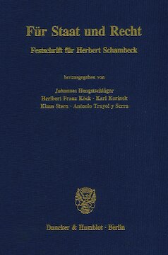 Für Staat und Recht: Festschrift für Herbert Schambeck