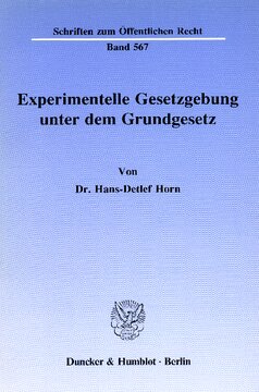 Experimentelle Gesetzgebung unter dem Grundgesetz