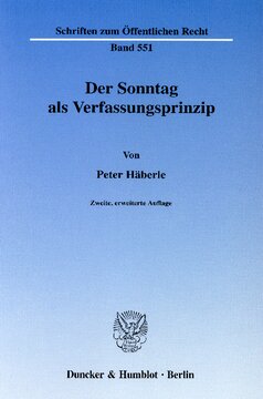 Der Sonntag als Verfassungsprinzip