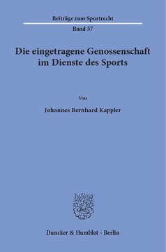 Die eingetragene Genossenschaft im Dienste des Sports