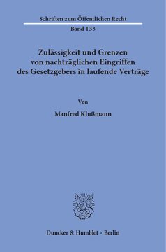 Zulässigkeit und Grenzen von nachträglichen Eingriffen des Gesetzgebers in laufende Verträge