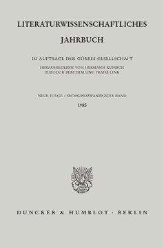 Literaturwissenschaftliches Jahrbuch: 26. Band (1985)