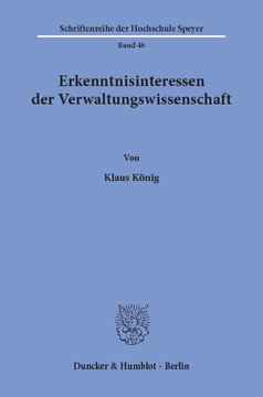 Erkenntnisinteressen der Verwaltungswissenschaft