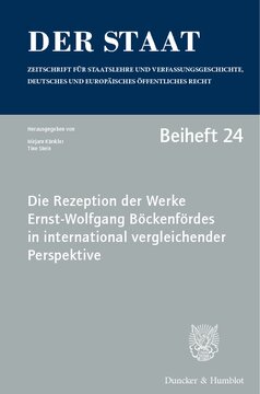 Die Rezeption der Werke Ernst-Wolfgang Böckenfördes in international vergleichender Perspektive