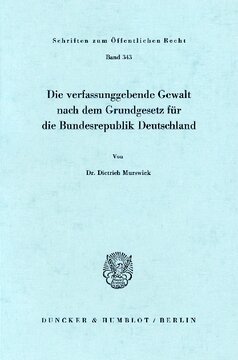 Die verfassunggebende Gewalt nach dem Grundgesetz für die Bundesrepublik Deutschland