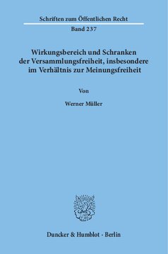 Wirkungsbereich und Schranken der Versammlungsfreiheit, insbesondere im Verhältnis zur Meinungsfreiheit