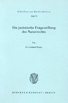 Die juristische Fragestellung des Naturrechts