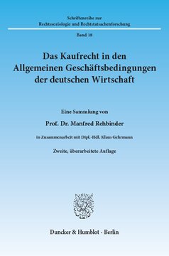 Das Kaufrecht in den Allgemeinen Geschäftsbedingungen der deutschen Wirtschaft