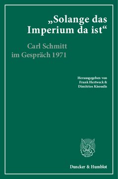 »Solange das Imperium da ist«: Carl Schmitt im Gespräch mit Klaus Figge und Dieter Groh 1971. Hrsg., kommentiert und eingeleitet von Frank Hertweck und Dimitrios Kisoudis in Zusammenarbeit mit Gerd Giesler. Mit einem Nachwort von Dieter Groh