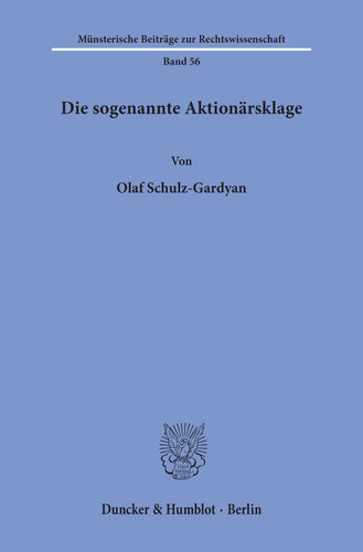 Die sogenannte Aktionärsklage