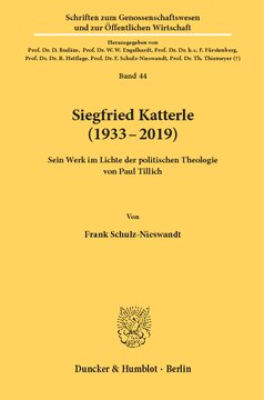 Siegfried Katterle (1933–2019): Sein Werk im Lichte der politischen Theologie von Paul Tillich