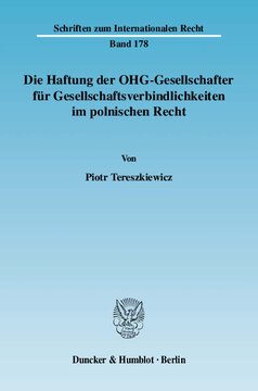 Die Haftung der OHG-Gesellschafter für Gesellschaftsverbindlichkeiten im polnischen Recht