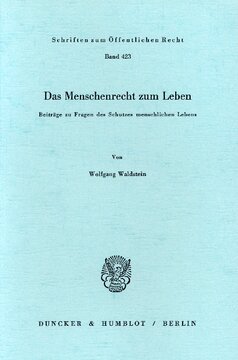 Das Menschenrecht zum Leben: Beiträge zu Fragen des Schutzes menschlichen Lebens