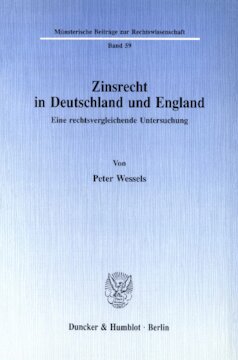 Zinsrecht in Deutschland und England: Eine rechtsvergleichende Untersuchung