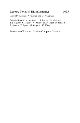 Bioinformatics Research and Applications: 6th International Symposium, ISBRA 2010, Storrs, CT, USA, May 23-26, 2010. Proceedings