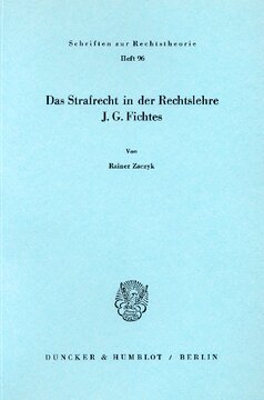 Das Strafrecht in der Rechtslehre J. G. Fichtes