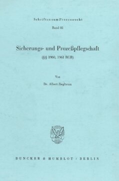 Sicherungs- und Prozeßpflegschaft (§§ 1960, 1961 BGB)