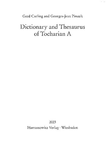 Dictionary and Thesaurus of Tocharian A