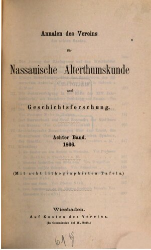 Annalen des Vereins für Nassauische Altertumskunde und Geschichtsforschung