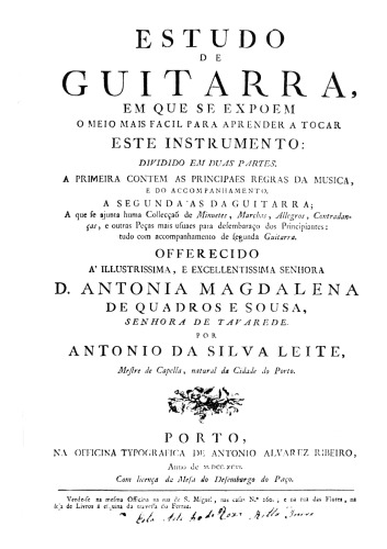 Estudo de guitarra (1796) (Guitar Method)